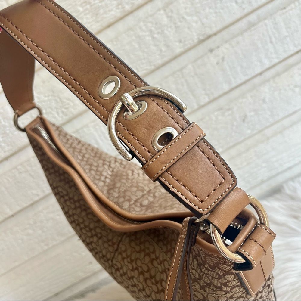 COACH Signature XL Soho Brown Tan Hobo Shoulder Bag Tote 10923 - Picture 4 of 12